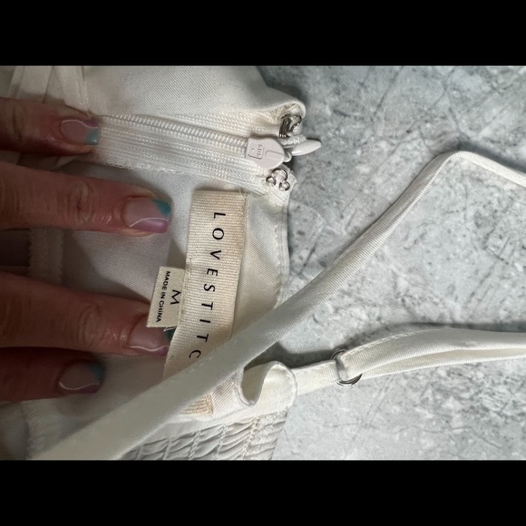 Love Stitch White Strappy Sundress Orange Blue Embroidered Chest Design Size Med - Picture 6 of 11